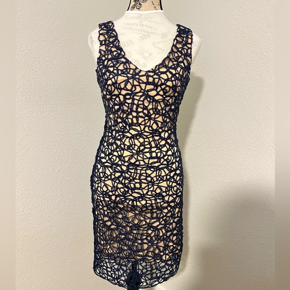 Party Cocktail Dress in sparkling Navy blue